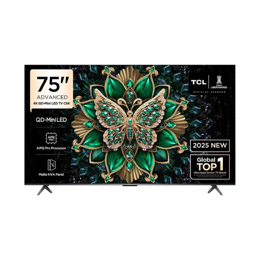 מסך טלוויזיה 75 אינץ' MINI LED 4K טי סי אל TCL 75C6K יבואן רשמי