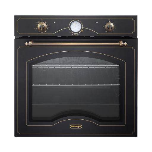תנור אפיה בנוי שחור פחם ידיות ברונזה דלונגי DELONGHI CM9LAN יבואן רשמי