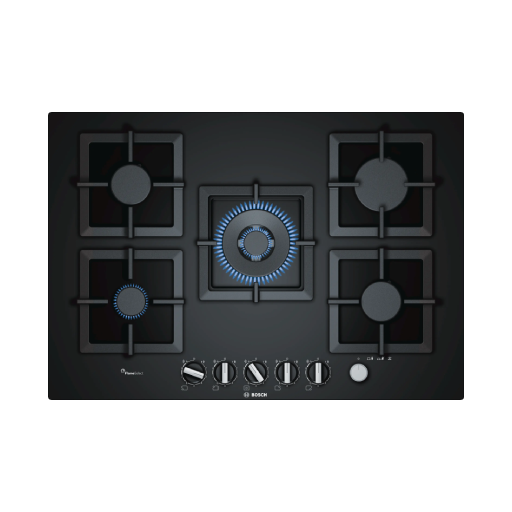 כיריים גז 5 מבערים 11500 וואט שחור בוש BOSCH PPQ7A6M25Y יבואן רשמי